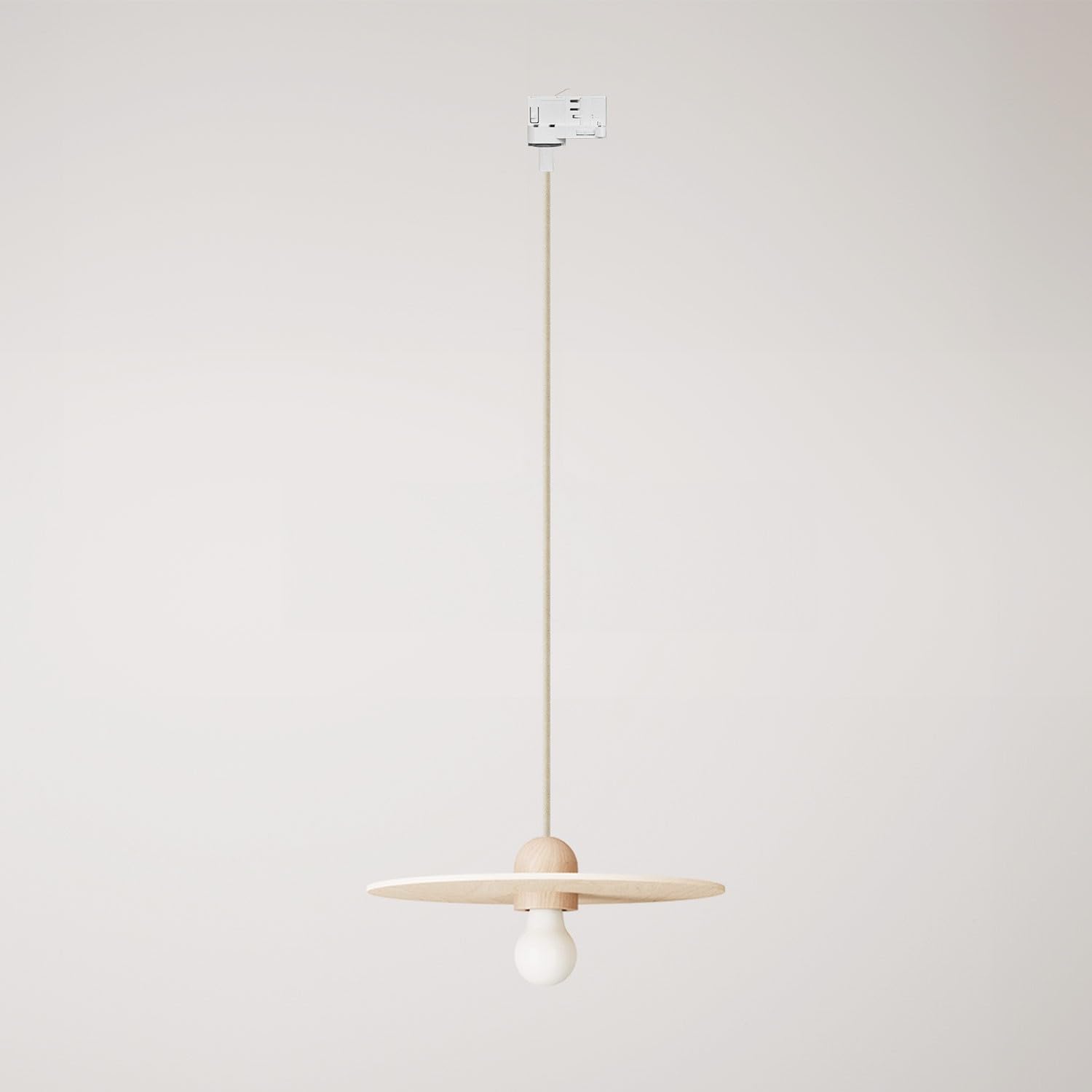 creative cables - Projecteur sur rail en bois avec câble textile et abat-jour en forme d'OVNI - Ampoule incluse