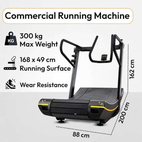 Image of LET'S Play CSPEED Non-Motorized Curved Treadmill | Commercial & Home Gym Running Machine | 6 Resistance Levels, Digital Display & Heavy-Duty 300 Kg Weight Capacity