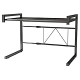 Microondas Estanteria Cocina Horno Soporte: Mueble Armario Organizador Extensible Estante de Encimera - Almacenamiento Estanterias de Metalica para Hornos Olla Tostadora con 6 Colgar Ganchos | Negro