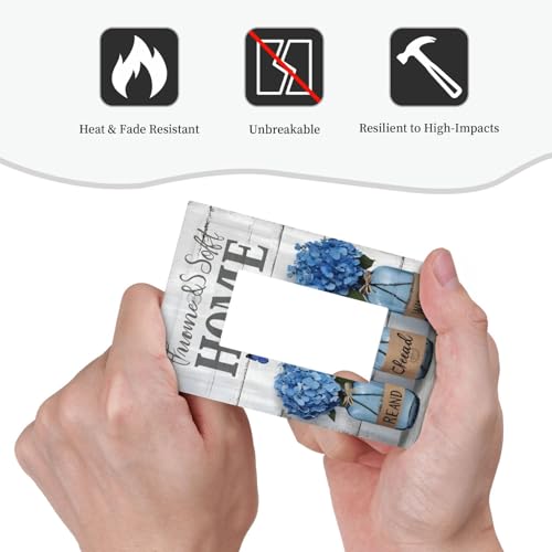 Decorative Outlet Covers Blue Flower Bottles Wood Plank 1 Gang Single Decora Gfci Device Light Switch Covers Plate 1 Rocker Wall Plate Jumbo Faceplate for Bedroom Decor