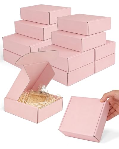 Image of Cardboard Boxes,15 Pack Shipping Boxes 6x6x2 Recyclable Mailing Boxes Colored Corrugated Cardboard Box Small Storage Boxes for Shipping, Mailing, Gifts Packaging (Light Pink)