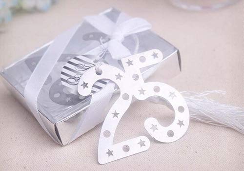Lote de 20 Elegantes Puntos de Libro 25º Aniversario - Bodas de Plata o de 25 aniversario. Detalles para aniversario de bodas de plata originales y baratos