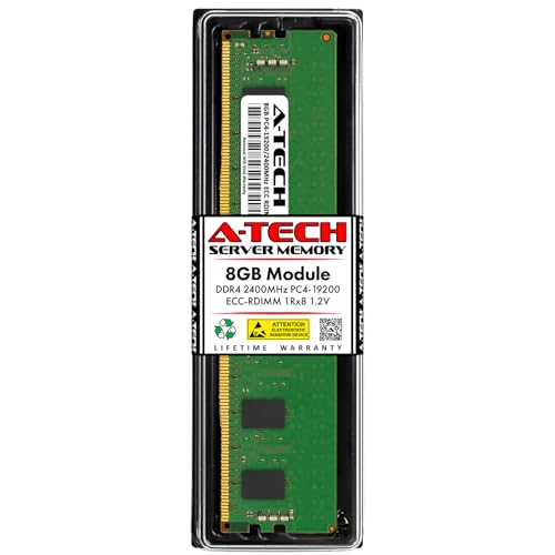 A-Tech 8GB DDR4 2400MHz PC4-19200 ECC RDIMM 1Rx8 Single Rank 1.2V ECC Registered DIMM 288-Pin Server & Workstation RAM Memory Upgrade Module (A-Tech Enterprise Series)