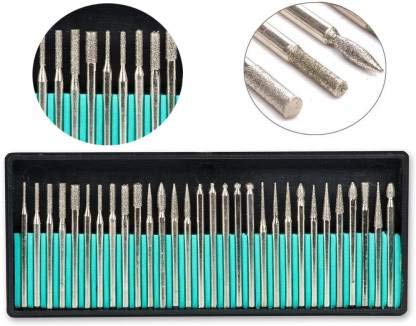 SWISSO 30pcs DIY Tool for Glass Marble Rock Jewelry Engraving Rotary Tool Set Drilling Cutting Grinding Diamond Burr Glass Drill Bits 3