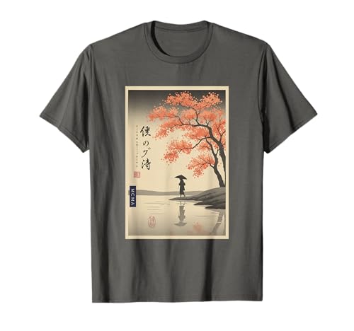 Japanese Ukiyo Cherry Blossom Silhouette Mcma Vintage Anime T-Shirt