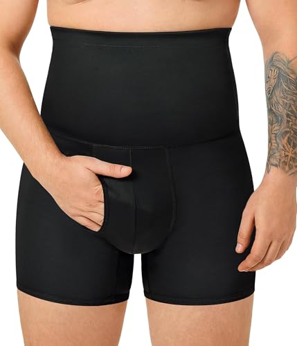 Junlan Push Up Mutande Uomo Boxer Panciera Contenitiva da Uomo Guaina Modellante Uomo Body Shaper Uomo Vita Alta (as6, Alpha, x_l, Regular, Regular, Nero, X-Large)