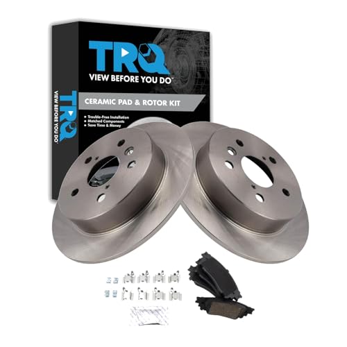 Image of TRQ Rear Brake Pad and Rotor Set Ceramic Compatible with 2022-2023 Toyota Camry