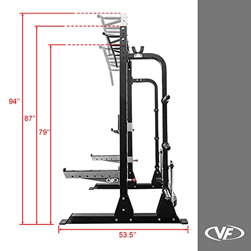 Valor Fitness Power Rack Squat Stand - 5 Position Multi-Grip Pull Up Bar - Adjustable Height, Plate & Bar Storage, Resistance Band Pegs – Max 1000 lb - Home Gym Equipment