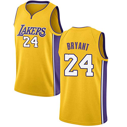 MTBD Camisetas De Hombre, Camiseta De Baloncesto Vintage N.u00b08 N.u00b024, Bordado Transpirable Y PortáTil, Camisetas De Hombre Y De HombreUna Franja Amarilla púrpura 8S(160-175cm)(50-70kg)