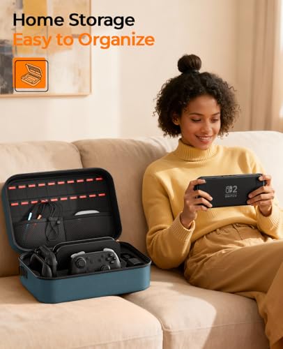 Image of COOWPS Switch 2 Case Bundle for Nintendo Switch 2, with 2-Pack Screen Protector, 6Pcs Thumb Grips, 20 Game Card Slots, Portable Travel Full Protection All In One Storage Case for Switch 2 Accessories