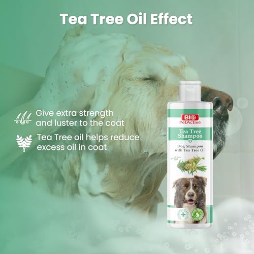 Bio PetActive Tea Tree Oil Dogs Shampoo - Natural Moisturizing & Anti Itch Dog Shampoo, pH Balanced, Paraben Free, Naturally Ingredients, 13.53 Fl oz