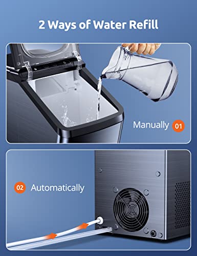 Nugget Ice Maker, Yisufo Ice Maker Countertop Pebble Ice Maker, 30Lbs/Day, Self-Cleaning, 2 Ways Water Refill, Stainless Sonic Ice Maker Machine With 3Qt Water Reservoir, For Home Office Party Bar #TOP3