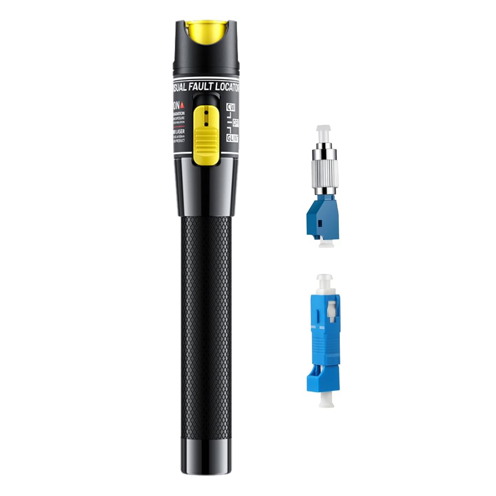 Localisateur visuel de Défauts 100mW pour Fibre Optique, Testeur de Câble avec FC-LC et SC-LC Adaptateur, Kit de Testeur Fibre Optique