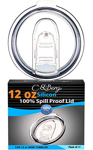 1 Wine Tumbler Silicon Lid 12 oz Spill Proof - No Leak Splash Proof Replacement Silicon Slider Locking Closure, 1 Lid For Tumbler,Open/Close 3 Inch Diameter by C&Berg