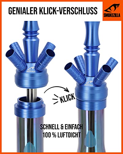 Smokezilla® MINYA 4S 4-Schlauch-Set Shisha | Die irisierende Regenbogen Shisha ! (Blau Rainbow) – Bild 4