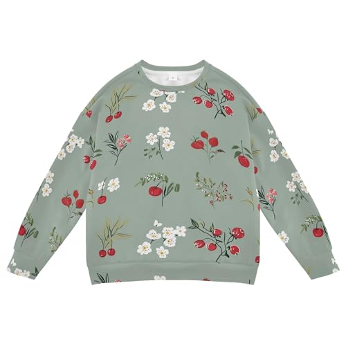 JUNZAN Funny Cranberries Fruit Sage Green Little Boys Hooded Sweatshirt Fleece Outerwear for Kids Camping 4T