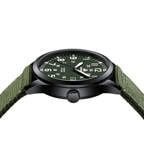 Image of LN LENQIN Mens Watches Unisex Military Sport Nylon Strap Stylish Luminous Fashion Analog Quartz Watch for Men Waterproof Army Tactical Casual Wristwatch
