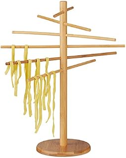 Relaxdays 10022196 bambusowa suszarka do makaronu, 12 ramion, stojak na makaron, składany, do suszenia makaronu, do spaghetti, wysokość 41 cm, drewno, kolor naturalny