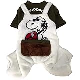 ペット服 Tシャツ ドッグウェア 可愛い 犬の服 スヌーピー 洋服 つなぎ パーカ ペットウェア 春秋冬服 四足 サンゴフリース 柔らかい 防寒 人気 ファッション 小中型犬服 猫服 ペット用品 脱毛保護 (XL，ホワイト)