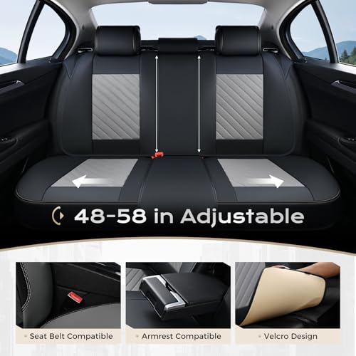 Image of Coverado Car Seat Covers Full Set 5 pieces, Luxury Nappa Leather Seat Covers Universal Fit Waterproof Non-Slip Breathable Front & Back Automotive Seat Protectors for Cars, SUVs, Trucks