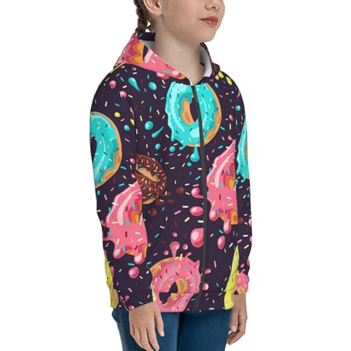 Donuts1 Kid Hoodies Boys Zip Up Sweatshirts Girls Pullover with Pocket4