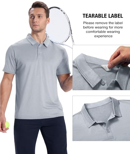 ZITY 3 Pack Mens Polo Shirts Short Sleeve Golf Polo Moisture Wicking Performance Collared Casual Tennis Athletic T-Shirt Grey Blue - image 3