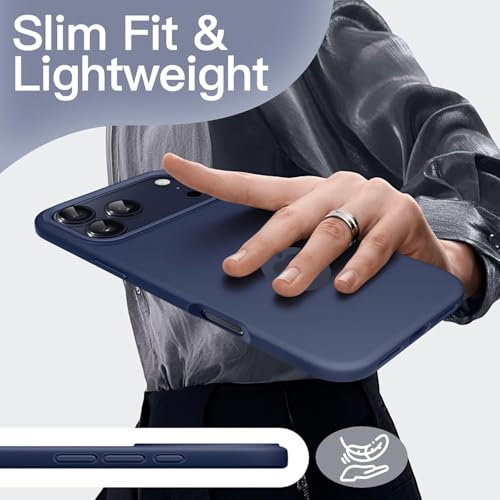 Image of Elzzi Microfiber Cover Compatible for iPhone 17 Pro Case Liquid Silicone Cases Protective Covers Shockproof Back Cover with High Raised Camera Lips (Blue)