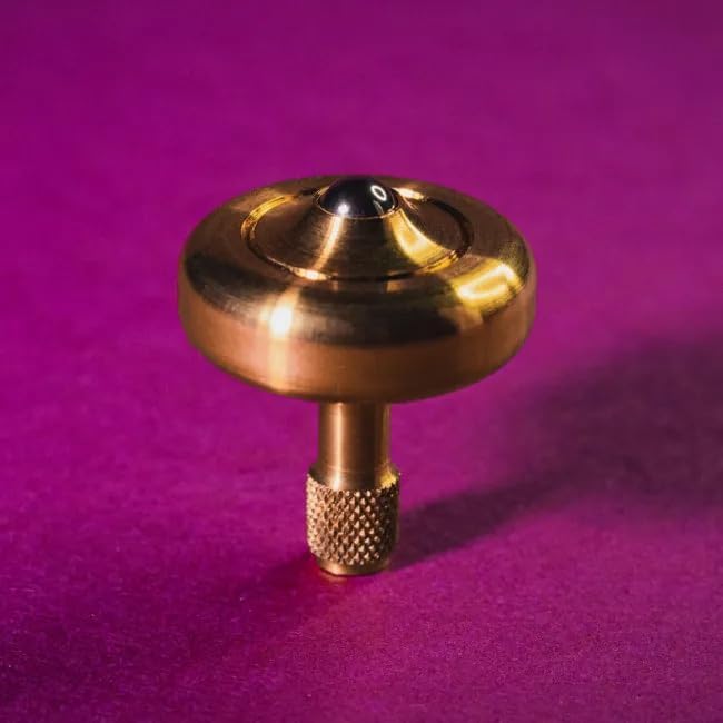 Lambda Precision Spinning Tops by Prometheus Lights - Solid Brass with Stainless Steel Contact Point, Adult Collectible Desk Fidget Kinetic Toy, 14+