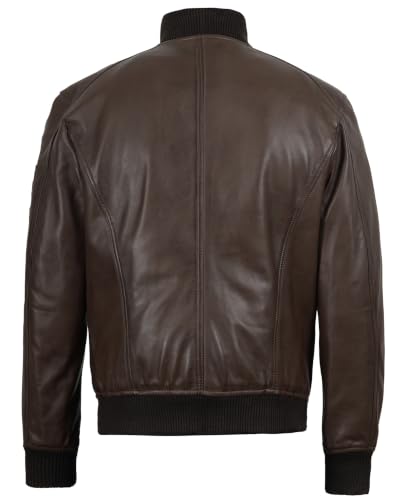 Image of Decrum Bomber Leather Jacket Men - Real Lambskin Casual Leather Jackets for Men with Zip Closure