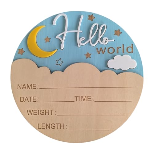 月柄 赤ちゃん 誕生 お知らせボード 木製お土産 ディテールスペース 新しい親ギフト 直径5.9インチ ベビーディテール