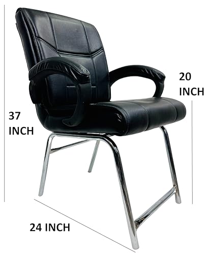 Image of Special Director Principal Office Visitor Study Chair with arm Rest and Cushioned seat Back, Chair Without Wheels, Holds Upto 125 kg (2, Black, H Frame)