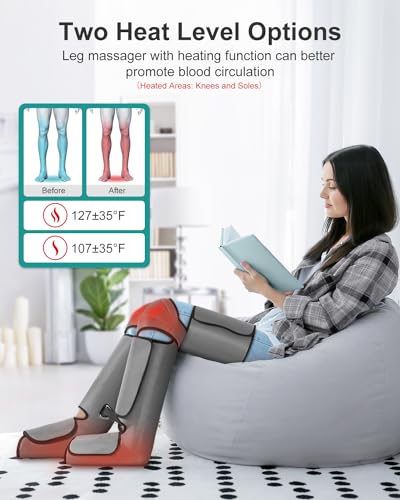 Leg Massager for Circulation and Pain Relief with Heat, Vibration Functions - for Muscle Relaxation