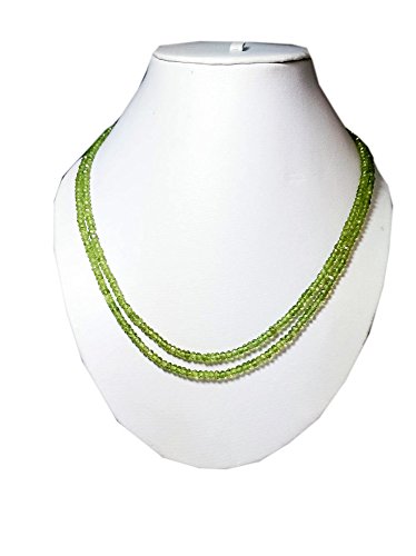 JEWELS EXPORTER Natural peridot 3-4mm rondelle faceted beads 16" long 2 strand necklace