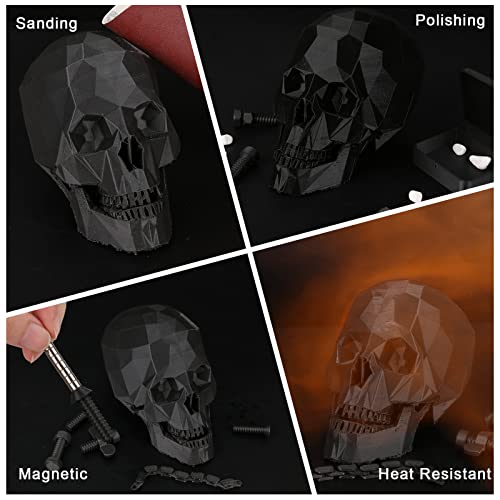 Image of AMOLEN 3D Printer Filament, Metal PLA Filament 1.75mm with Magnetic, Contains 20% Metal Iron Powder, Apply to Polishing, Matte Black PLA 3D Printing Filament + /- 0.02mm, 1kg /2.2lbs