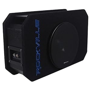 Rockville RMW8P 8″ 800w Shallow Car Subwoofer+Tunnel Slot Ported Sub Enclosure, Black