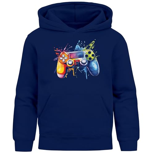 Sweat à capuche garçon original style gamer bleu marine taille 128