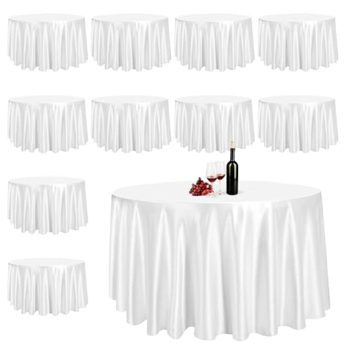 Wapasezyar Lot de 10 nappes rondes jetables, en PEVA, rondes, jetables, pour table ronde, 230 cm, en PEVA imperméable, pour mariage, anniversaire, banquet ou...