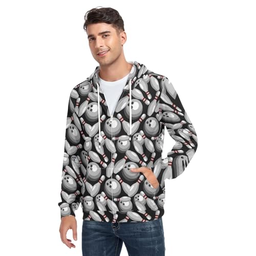 Black Cats' Gaze Men's Quilted Lined Flannel Jacket with Hood Full-Zip Fleece Hoodie4