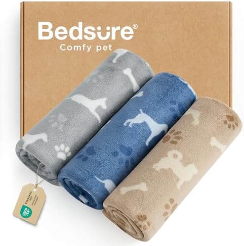 Bedsure 1 Pack 3 Pet Blankets, Super Soft Fluffy Premium Fleece F...