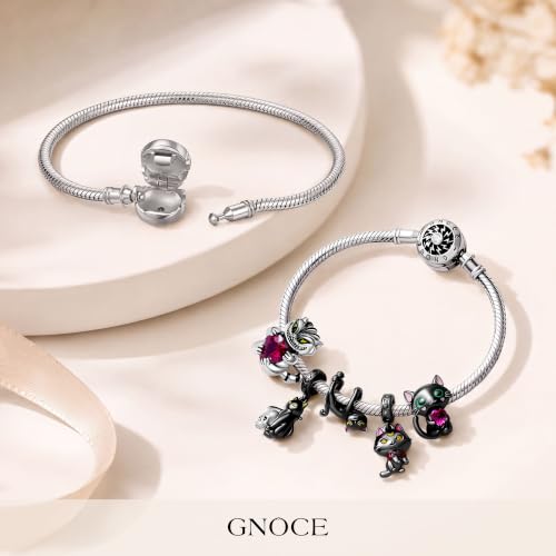 Image of GNOCE Charm Bracelet S925 Sterling Silver Black /Rose Gold /Gold Plated DIY Snake Chain The Moment I Meet You Basic Charm Bracelet Bangle with Clasp