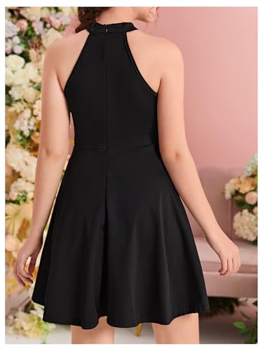 WDIRARA Girl's Mesh Halter Neck Sleeveless Flared A Line Dress Above The Knee Party Dresses2
