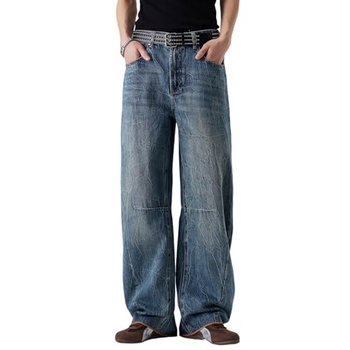 Custom Soft Fabric Mens Jeans Simple Solid Color Wide Leg Pants