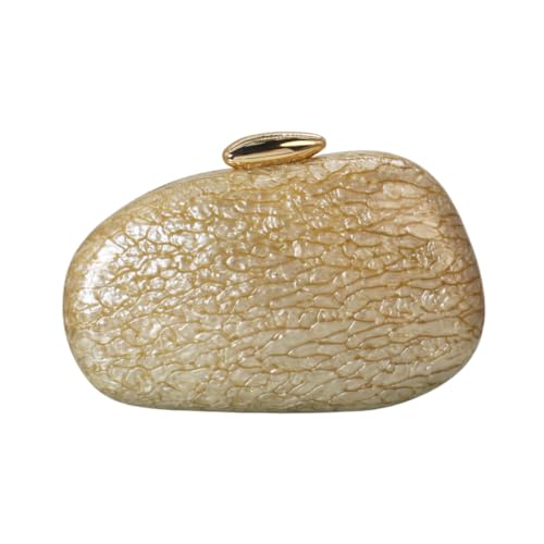 Image of Women Elegant Acrylic Stone Shape Chain Crossbody Bag Chic Marble Shell Purse Wedding Handbag for Banquet Party