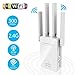 Produktbild WLAN Repeater, 2,4GHz WLAN Verstärker WiFi Extender mit Router/AP/WPS/Wireless Access Point Modus, WiFi Repeater 4 External Antennas, 2 Ethernet Ports, Kompatibel zu Allen WLAN Geräten