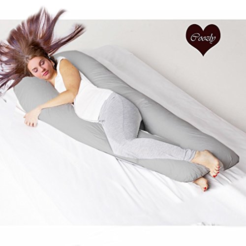 Image of COOZLY U Shaped Pregnancy Pillow | Maternity Pillow | 100% Cotton Removable Covers| Premium PregnoCare Fibres (U Basic, Greyb)