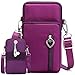 Casecret Handytasche zum Umhängen mit Geldbörse Damen Handy Tasche Pouch Kleine Umhängetasche Brieftasche Portemonnaie Armtasche Sportarmband für iPhone 14 13 11 Samsung S22 Xiaomi Bis zu 7.5" Lila