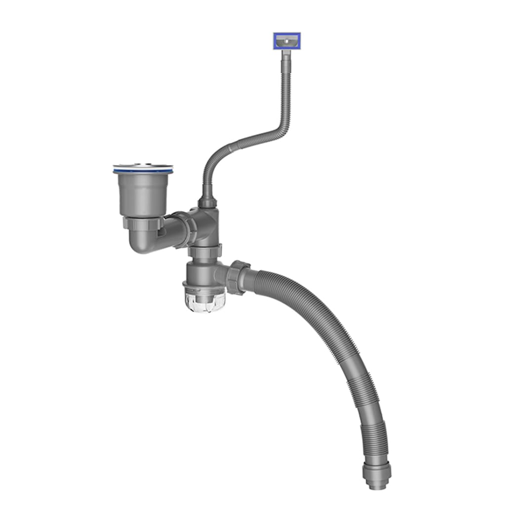 GMBYLBY Flexible Pipe Set For Kitchen Sink Space Saving Drain With Clear Backflow Preventer P Trap