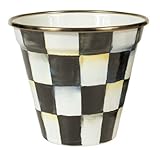 MacKenzie-Childs Stainless Steel Round Deep Pot – Enamel Courtly Check Black and White Print Gardening Pot - 4