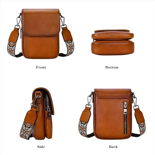 Image of HESHE Small Leather Crossbody Bag for Women RFID Phone Purse with Card Slot | Anti Theft,Genine Leather,Wide Adjustable Strap,Multi-Pocket Fits 6.9 inch Phone Trendy Shoulder Cross Body Bag for Daily,Travel