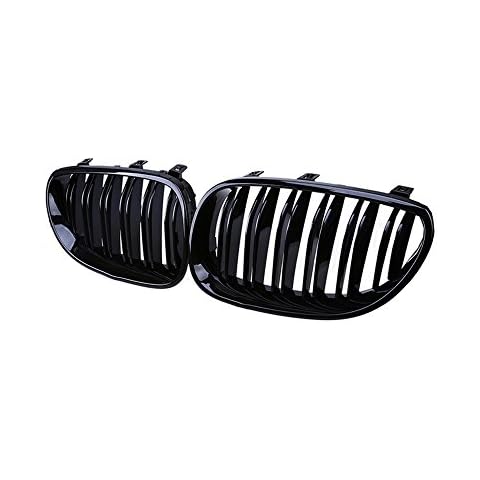 Ricoy For 2003-2010 Sedan E60 E61 M5 Gloss Black Front Kidney Twin FIns Double Slat Grille 5 Series 520i 535i 550i Cover